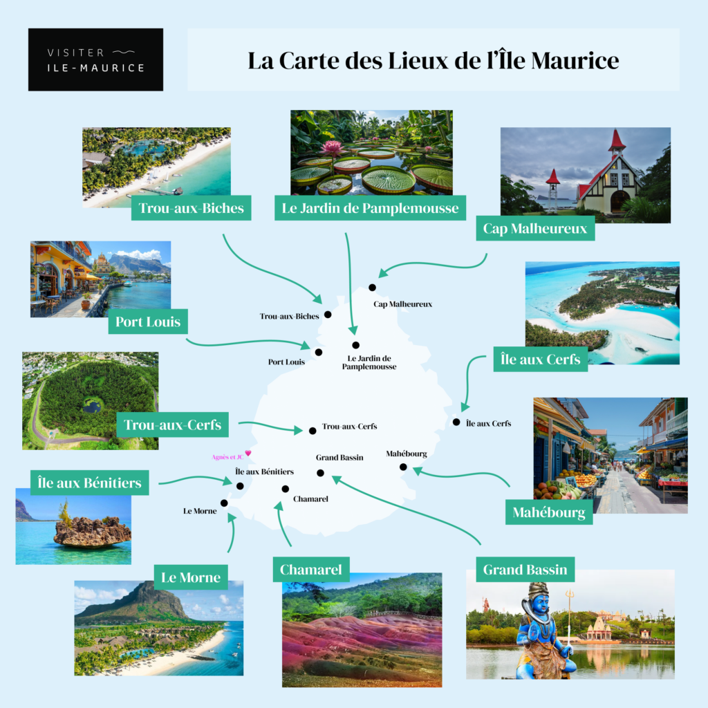 Carte des immanquables de l'Île Maurice