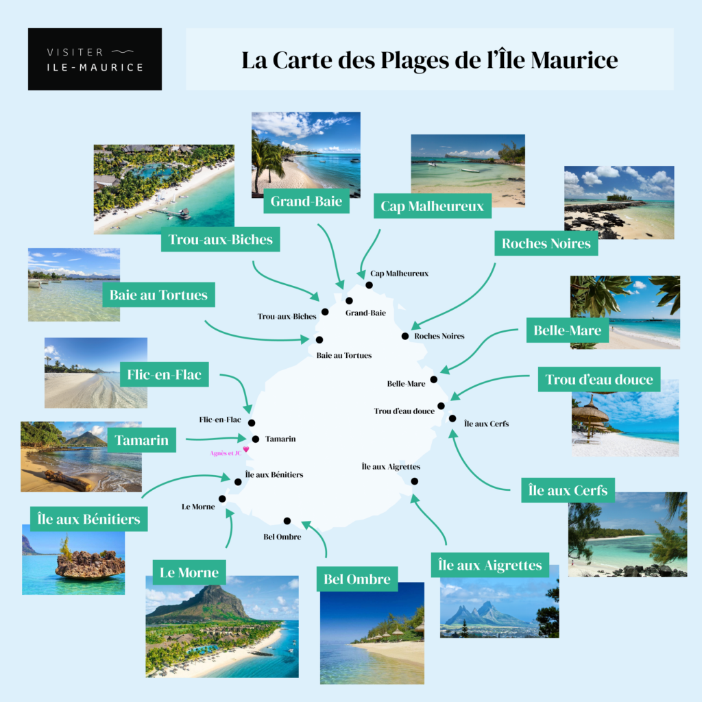 Carte des Plages de l'Île Maurice