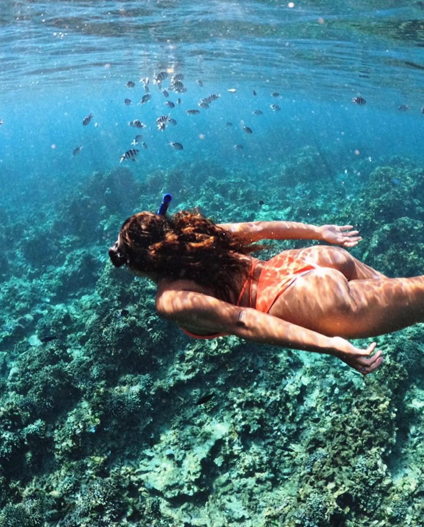 femme snorkeling ile maurice