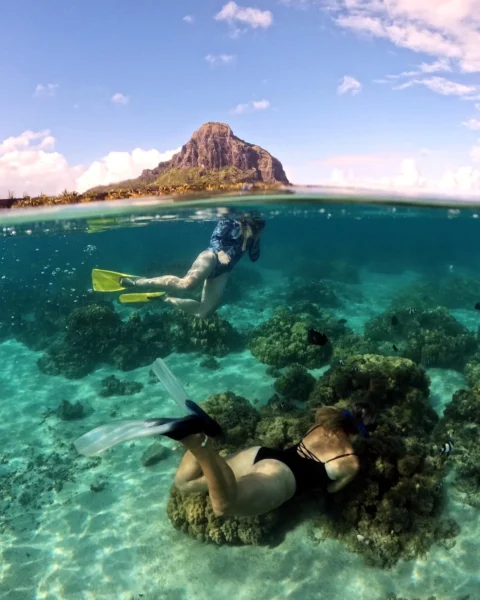 snorkeling vue eau et ciel ile maurice