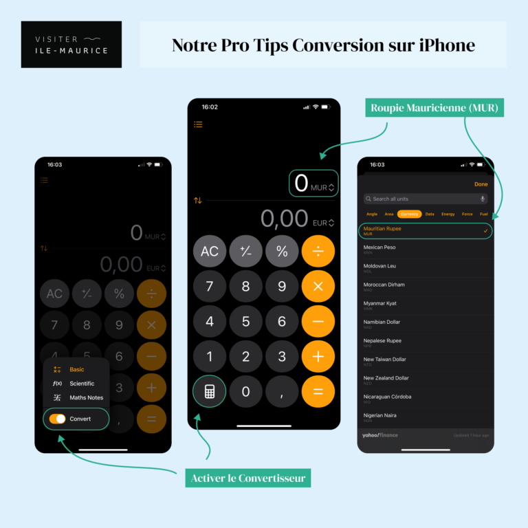 Convertisseur Roupie Mauricienne iPhone MUR